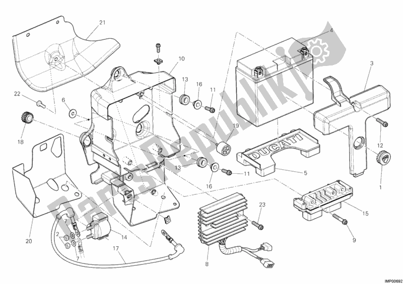 Todas as partes de Bateria do Ducati Superbike 1198 USA 2011